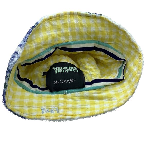 Aquarius Cocktail FOXY Floral Bucket Hat Small Terrycloth Garmentory Reversible - Picture 7 of 7